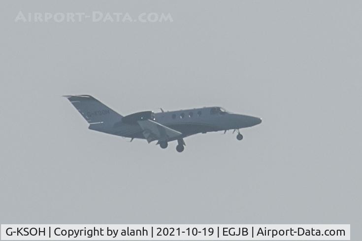 G-KSOH, 2015 Cessna 525 Citation M2 C/N 525-0889, on 27 approach at Guernsey - apologies for the poor quality - submitted only on the grounds that it is better than no image