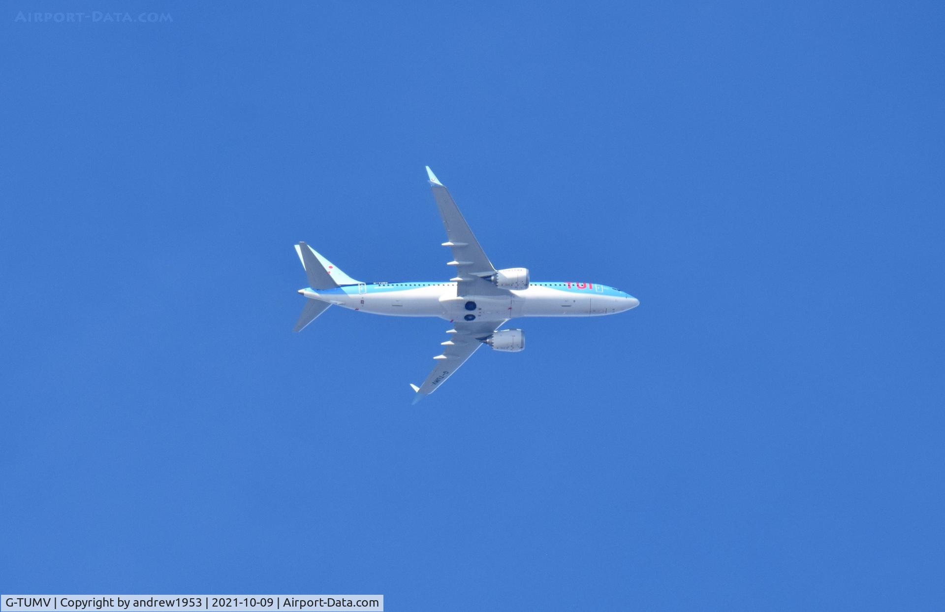 G-TUMV, 2021 Boeing 737-8 MAX C/N 44650, G-TUMV over the Bristol Channel