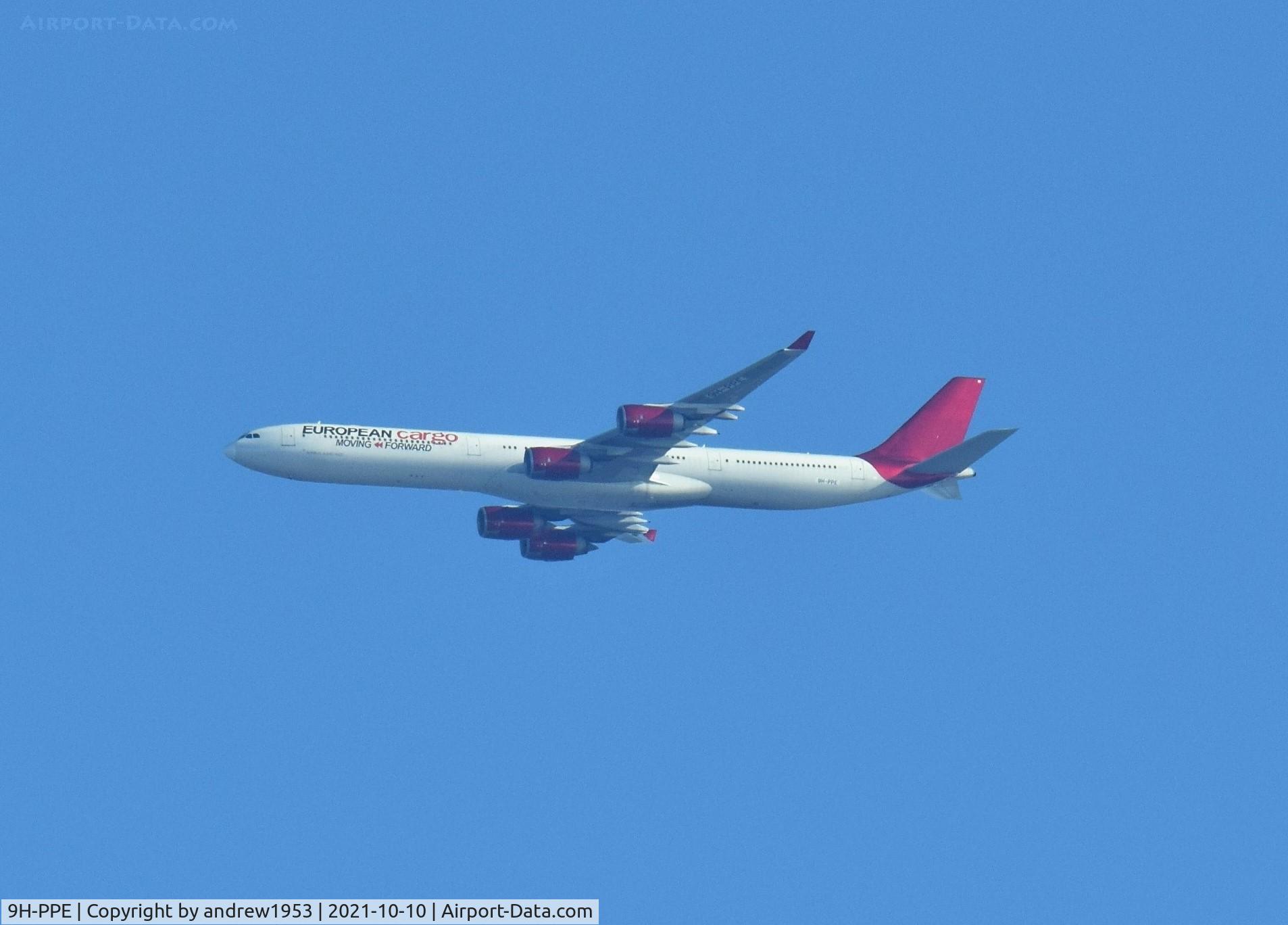 9H-PPE, 2006 Airbus A340-642 C/N 787, 9H-PPE over the Bristol Channel