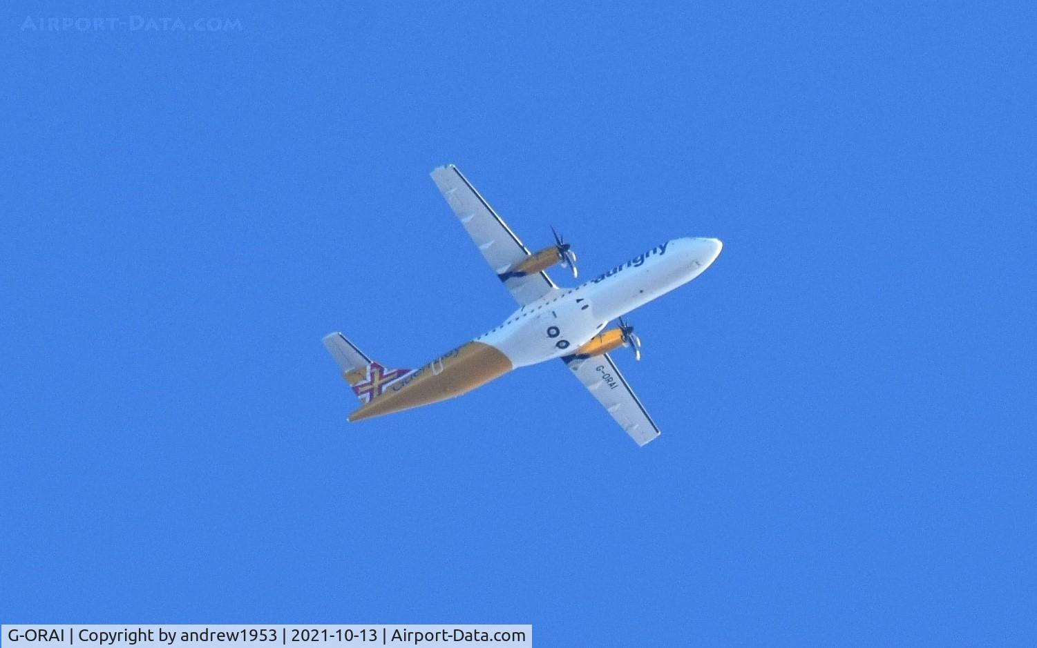 G-ORAI, 2019 ATR 72-212A C/N 1599, G-ORAI over the Bristol Channel.