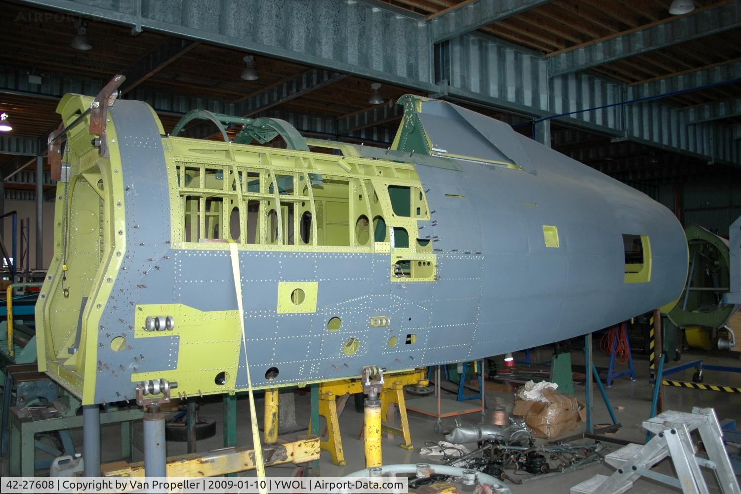 42-27608, 1942 Republic P-47D-23-RA Thunderbolt C/N 1270, The fuselage of P-47D under restoration by HARS at Albion Park/Wollongong airport, NSW, Australia, 2009