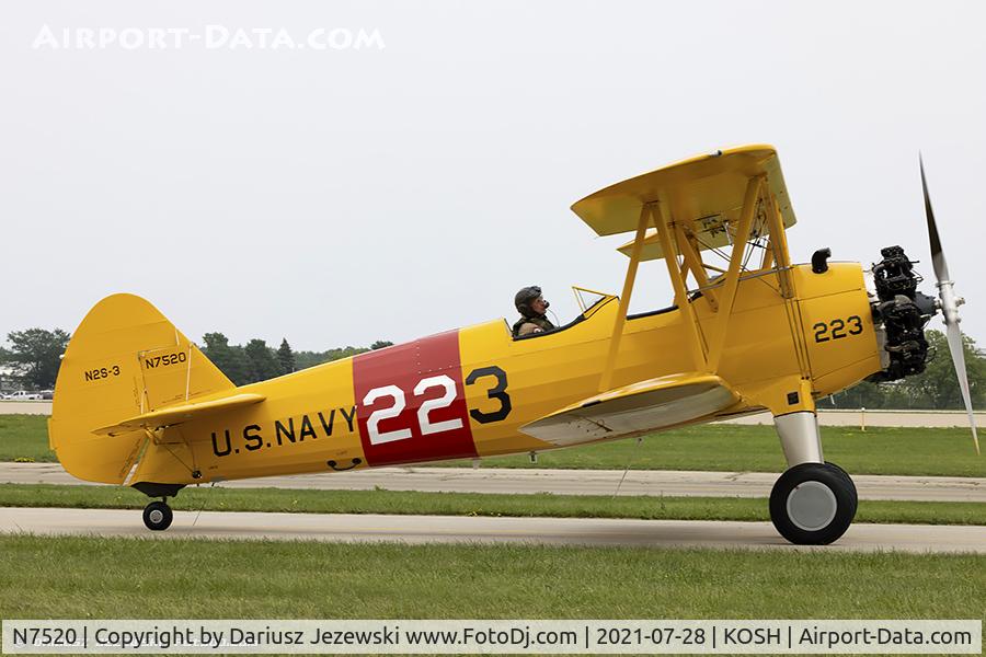 N7520, 1943 Boeing B75N1 C/N 75-7124, Boeing B75N1 Stearman  C/N 75-7124, N7520