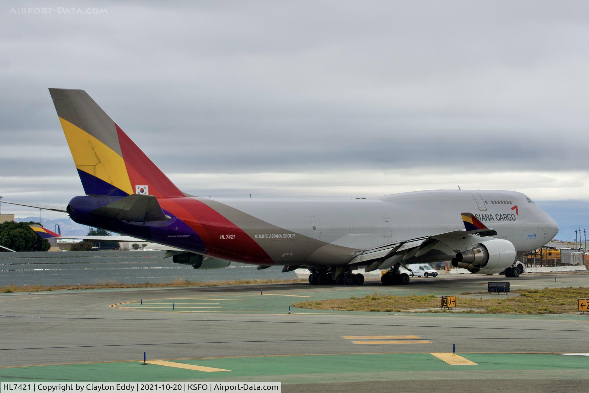HL7421, 1996 Boeing 747-48EM C/N 25784, Departing to the South SFO 2021.