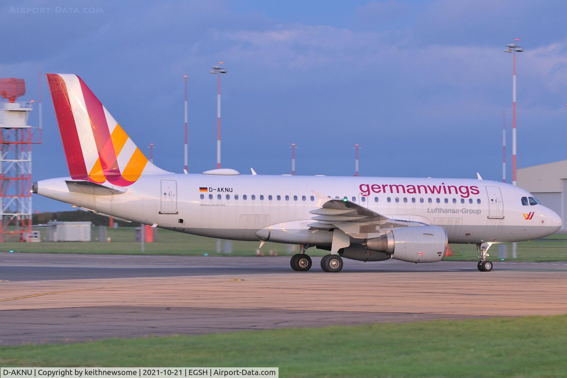 D-AKNU, 2005 Airbus A319-112 C/N 2628, Arriving at Norwich for paintwork.