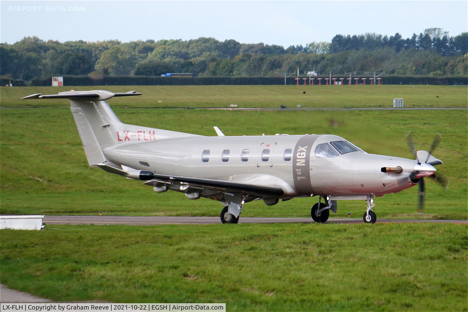 LX-FLH, 2020 Pilatus PC-12/47E C/N 2011, Departing from Norwich.