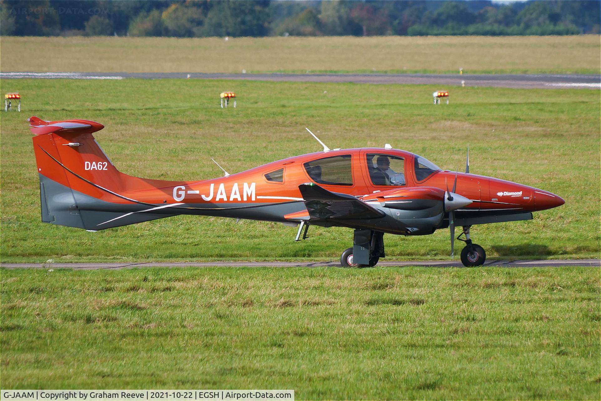 G-JAAM, 2021 Diamond DA-62 C/N 62.156, Departing from Norwich.