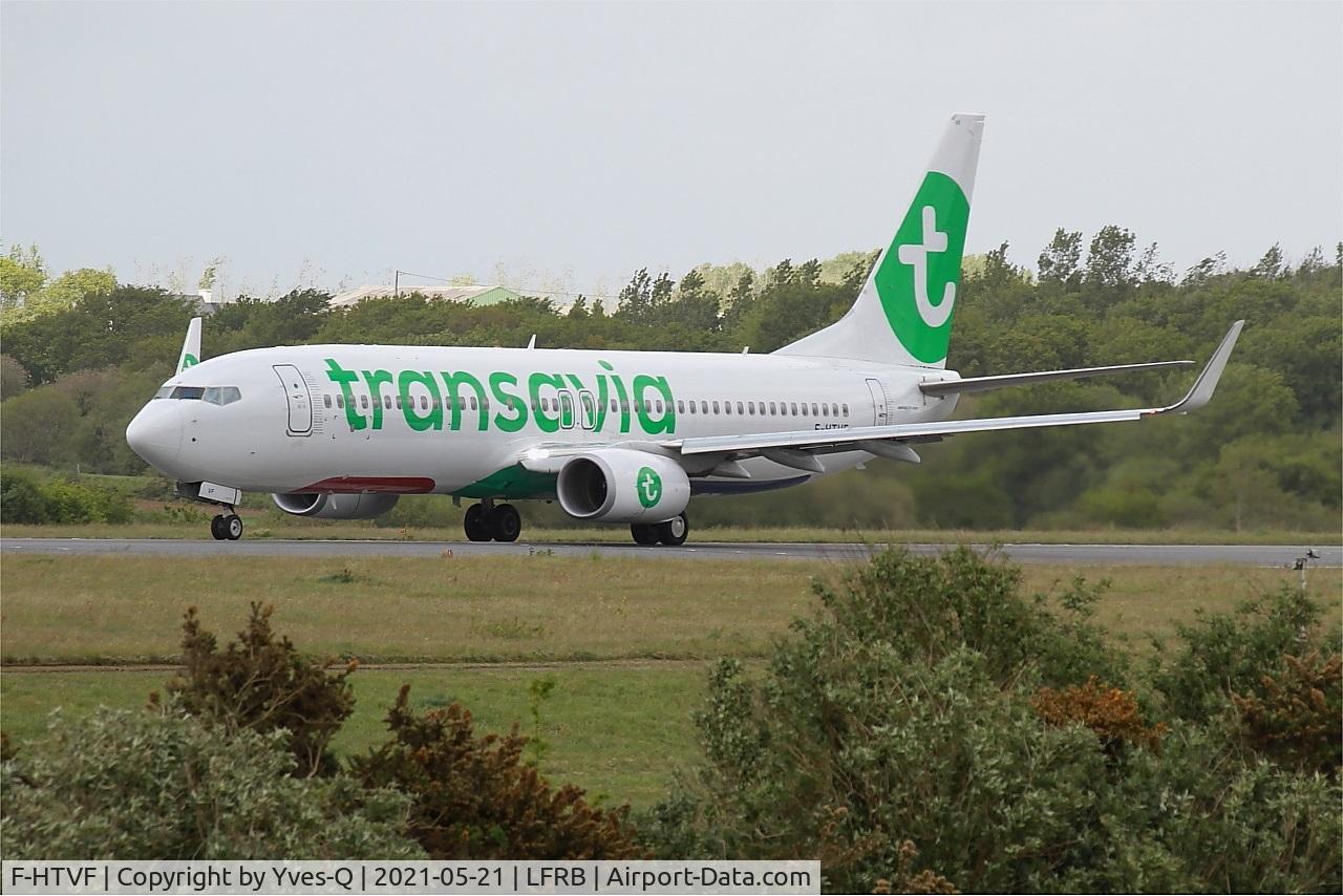 F-HTVF, 2017 Boeing 737-8K2 C/N 62160, Boeing 737-8K2, Take off run rwy 25L, Brest-Bretagne Airport (LFRB-BES)