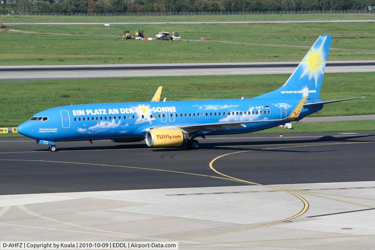 D-AHFZ, 2001 Boeing 737-8K5 C/N 30883, With advertisment for the state run lottery
