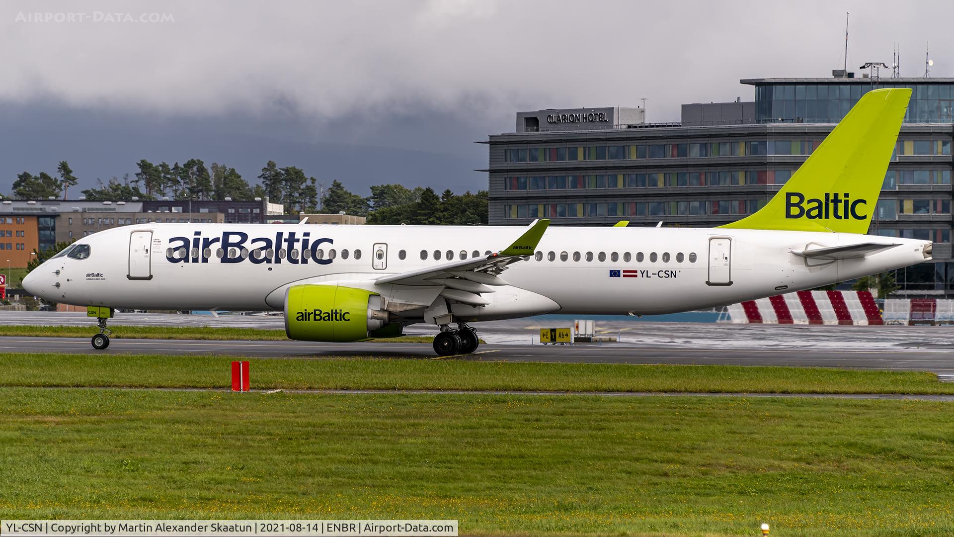 YL-CSN, 2018 Airbus A220-300 C/N 55043, Taxying for departure rwy. 17.
