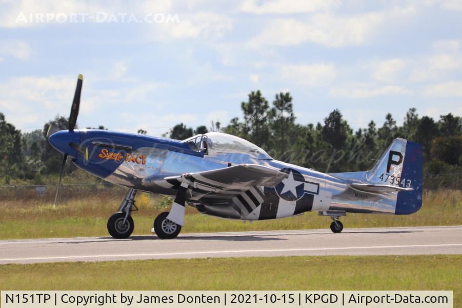 N151TP, 1944 North American P-51D Mustang C/N 122-40007, P-51 Mustang lands at Punta Gorda Airport during the 2021 Florida International Air Show
