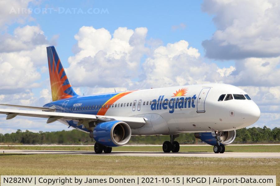 N282NV, 2006 Airbus A320-214 C/N 2875, Allegiant Flight 1733 (N282NV) taxis to the terminal at Punta Gorda Airport following flight from New York Stewart International Airport