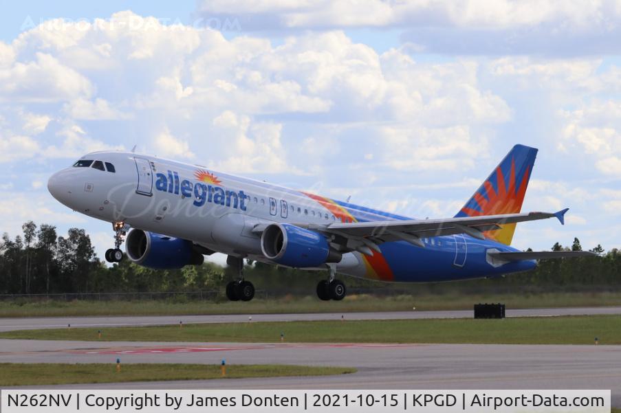 N262NV, 2009 Airbus A320-214 C/N 4122, Allegiant Flight 1556 (N262NV) departs Runway 4 at Punta Gorda Airport enroute to Concord Regional Airport