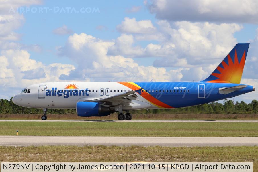 N279NV, Airbus A320-214 C/N 5250, Allegiant Flight 1569 (N279NV) arrives on Runway 22 at Punta Gorda Airport following flight from Minneapolis-St Paul International Airport