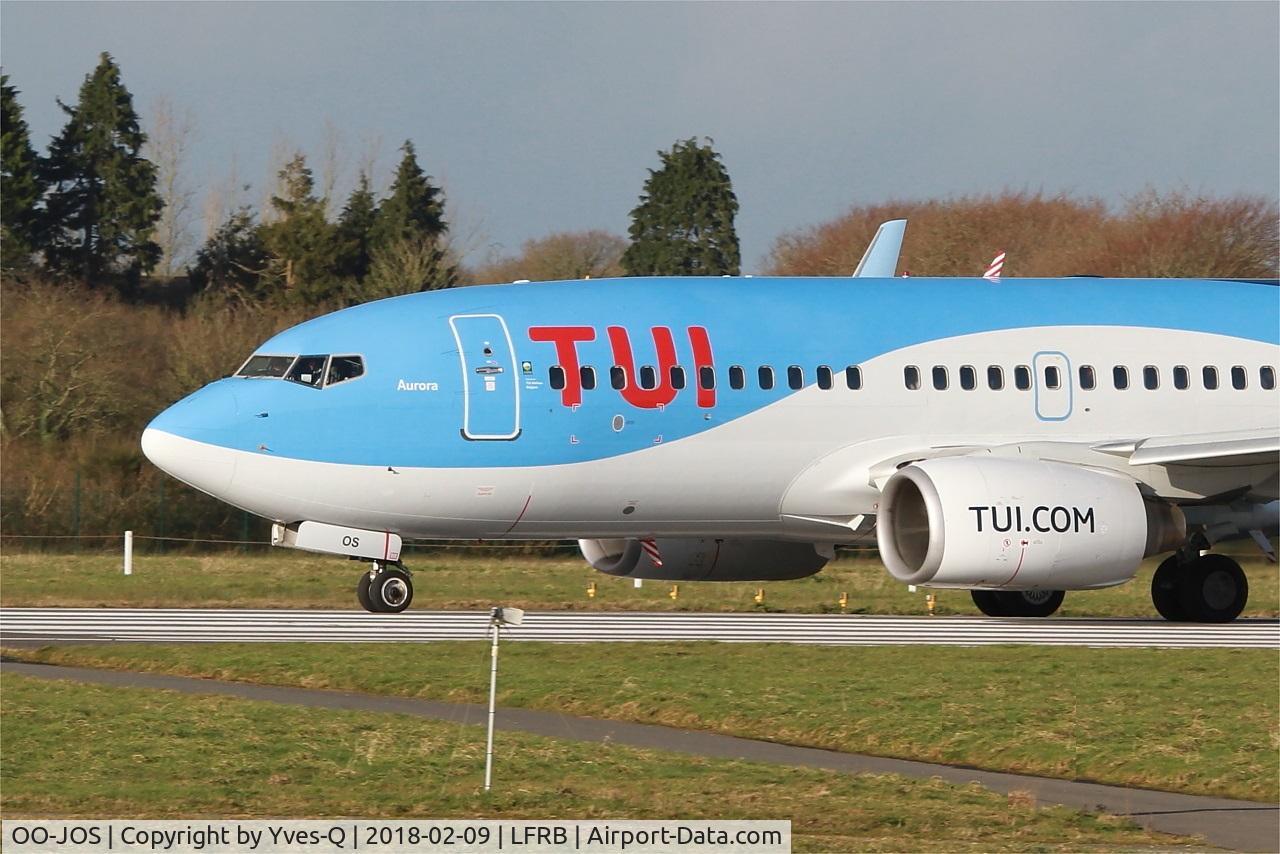 OO-JOS, 2008 Boeing 737-7K5 C/N 35282, Boeing 737-7K5, Take off run rwy 25L, Brest-Bretagne airport (LFRB-BES)