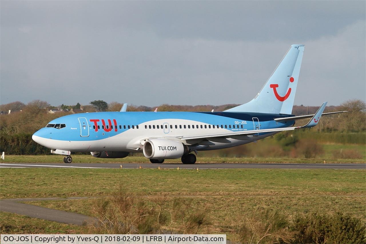 OO-JOS, 2008 Boeing 737-7K5 C/N 35282, Boeing 737-7K5, Take off run rwy 25L, Brest-Bretagne airport (LFRB-BES)