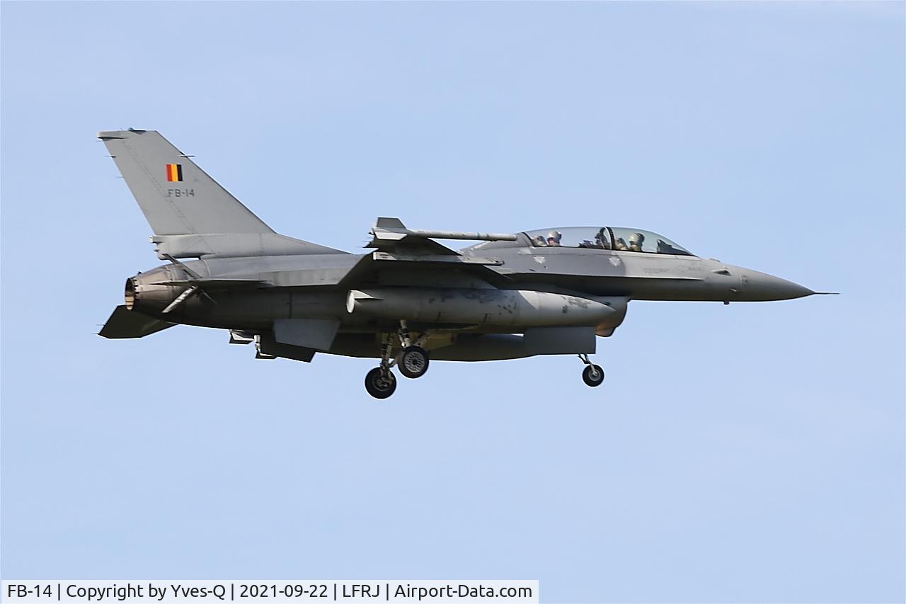 FB-14, 1983 SABCA F-16B Fighting Falcon C/N 6J-14, SABCA F-16B Fighting Falco, On final rwy 07, Landivisiau naval air base (LFRJ)