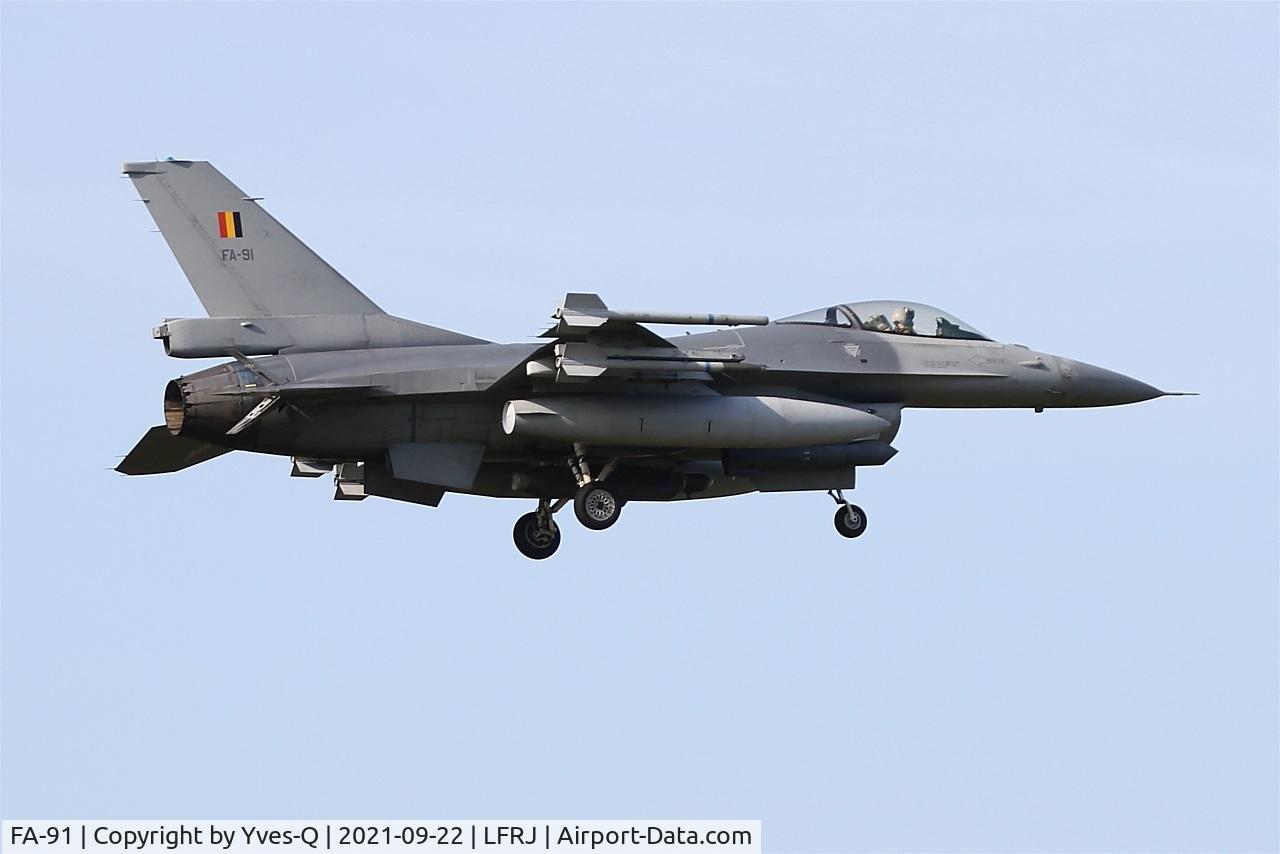 FA-91, 1980 SABCA F-16AM Fighting Falcon C/N 6H-91, SABCA F-16AM Fighting Falcon, On final rwy 07, Landivisiau naval air base (LFRJ)