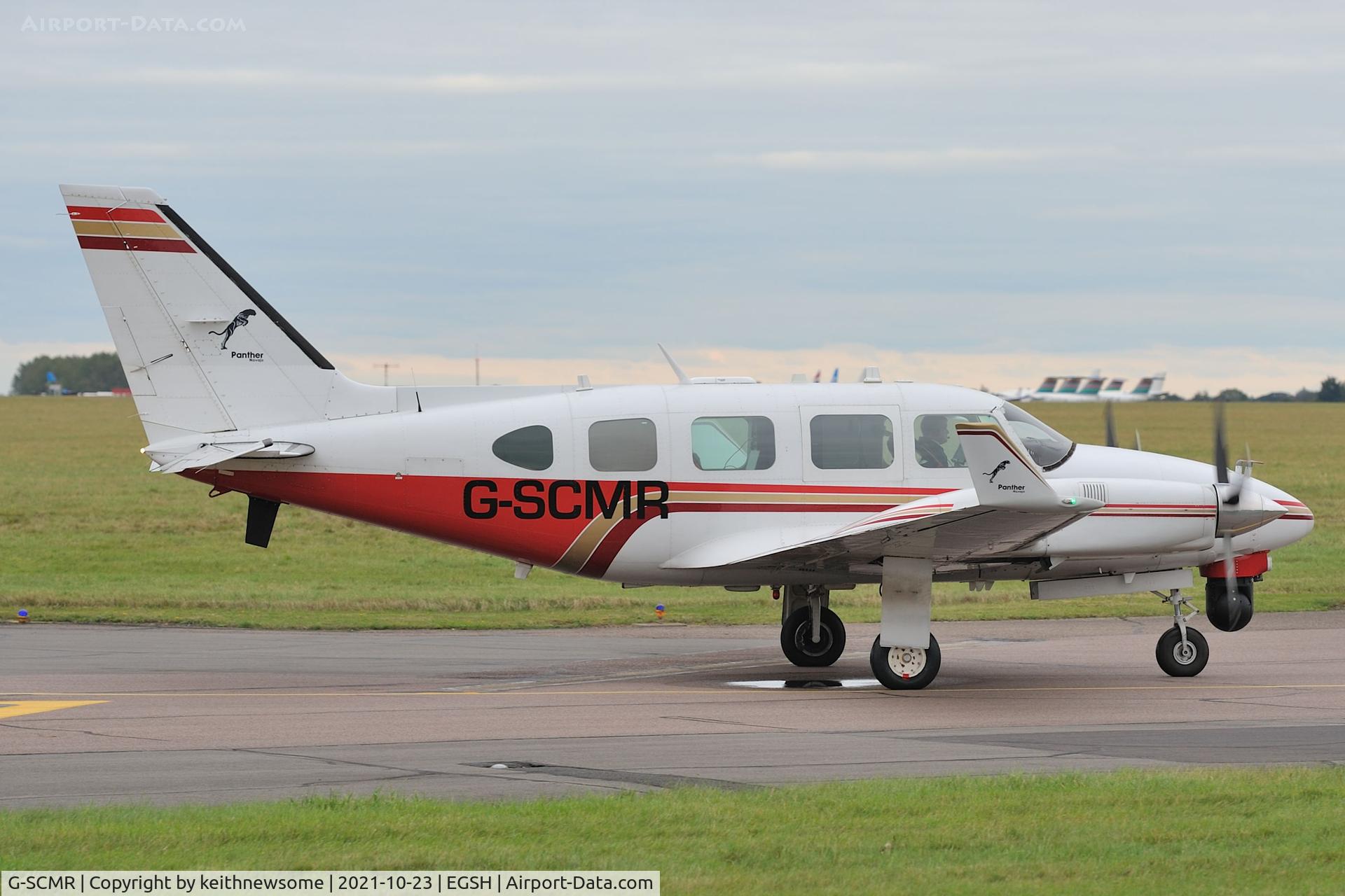 G-SCMR, 1978 Piper PA-31-310 Navajo C/N 31-7812114, Leaving Norwich for Doncaster.