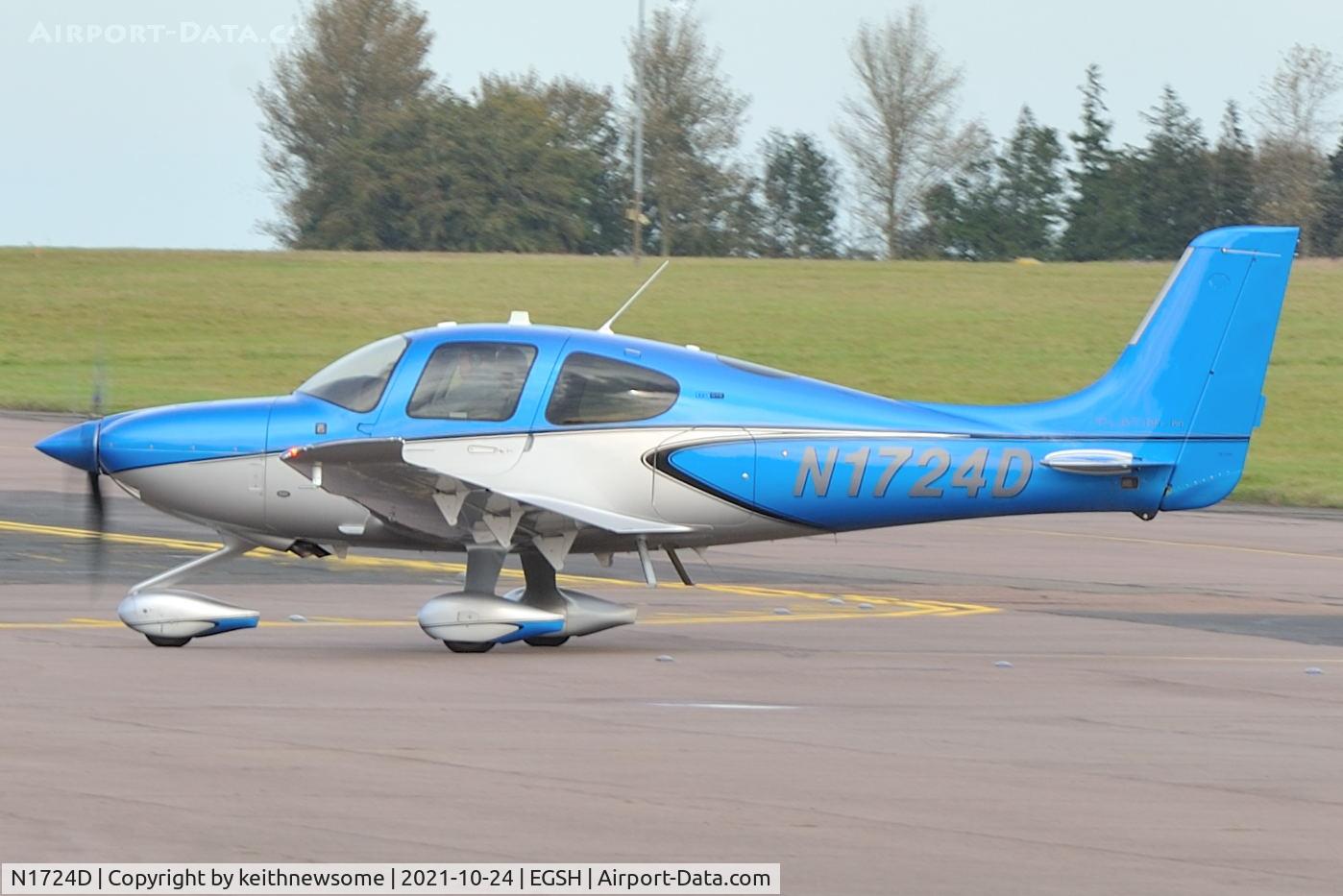 N1724D, 2021 Cirrus SR-22T C/N 2322, Arriving at Norwich from Leeds.