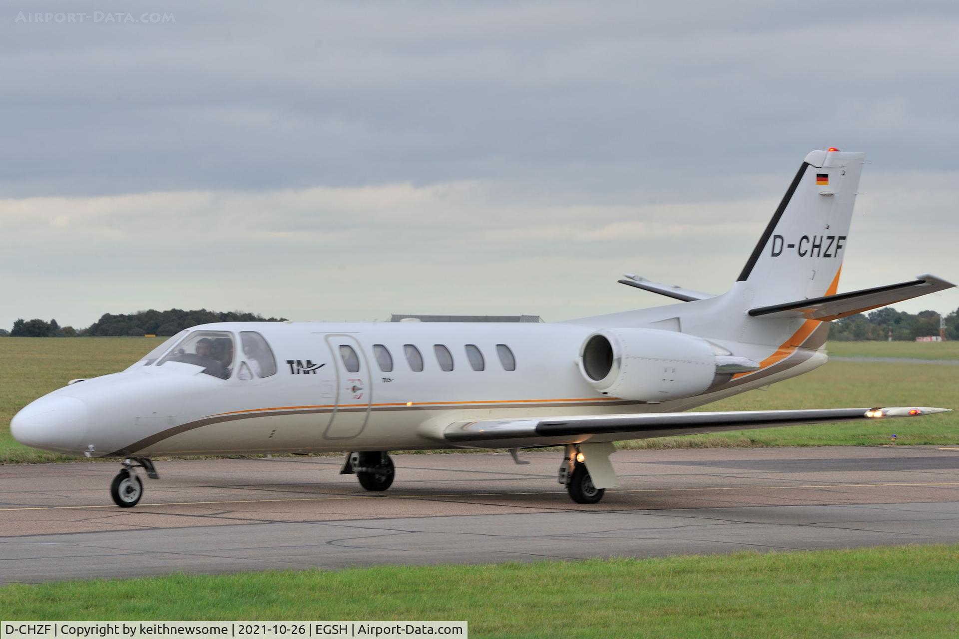 D-CHZF, 1999 Cessna 550B Citation Bravo C/N 550-0866, Arriving at Norwich from Majorca.