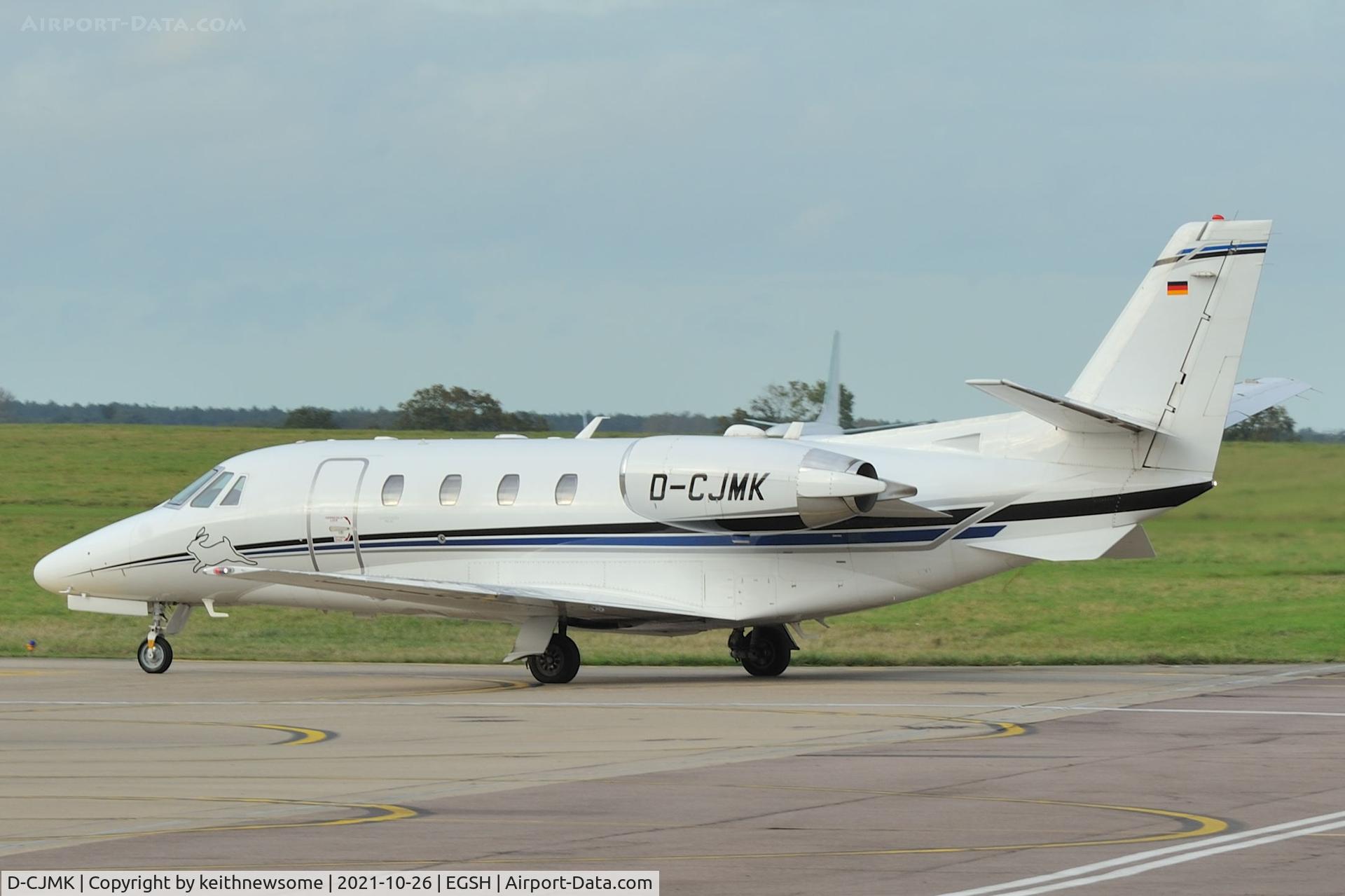 D-CJMK, 2019 Cessna 560XLS Citation Excel+ C/N 560-6265, Arriving at Norwich from Paris.