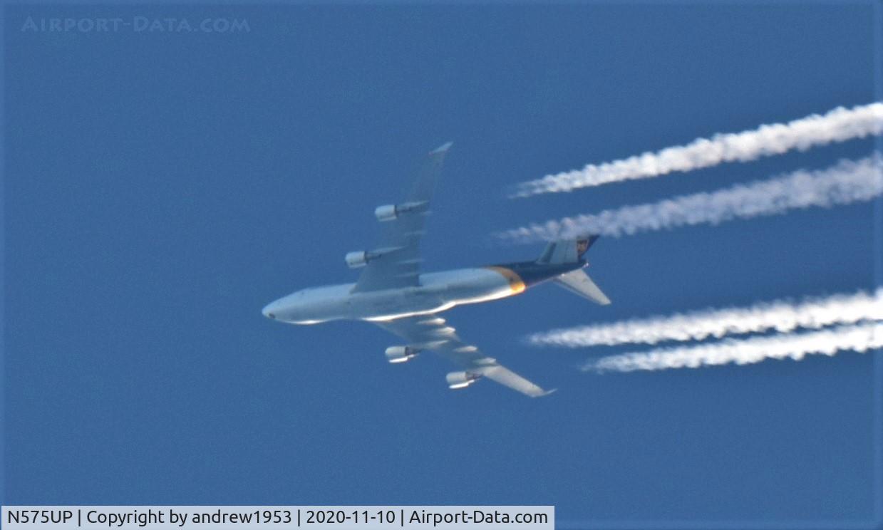 N575UP, 2008 Boeing 747-44AF C/N 35664, N575UP over the Bristol Channel.
