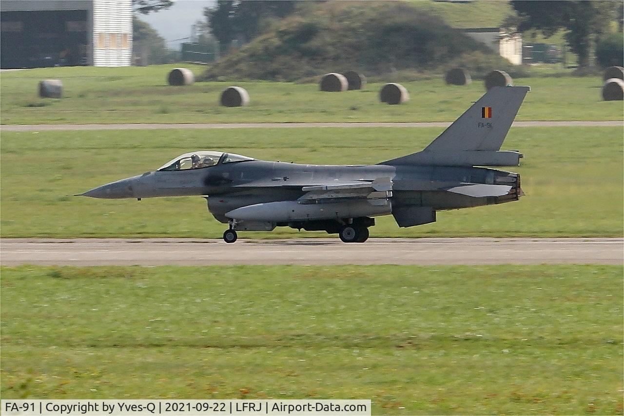 FA-91, 1980 SABCA F-16AM Fighting Falcon C/N 6H-91, SABCA F-16AM Fighting Falcon, Take off run rwy 07, Landivisiau naval air base (LFRJ)