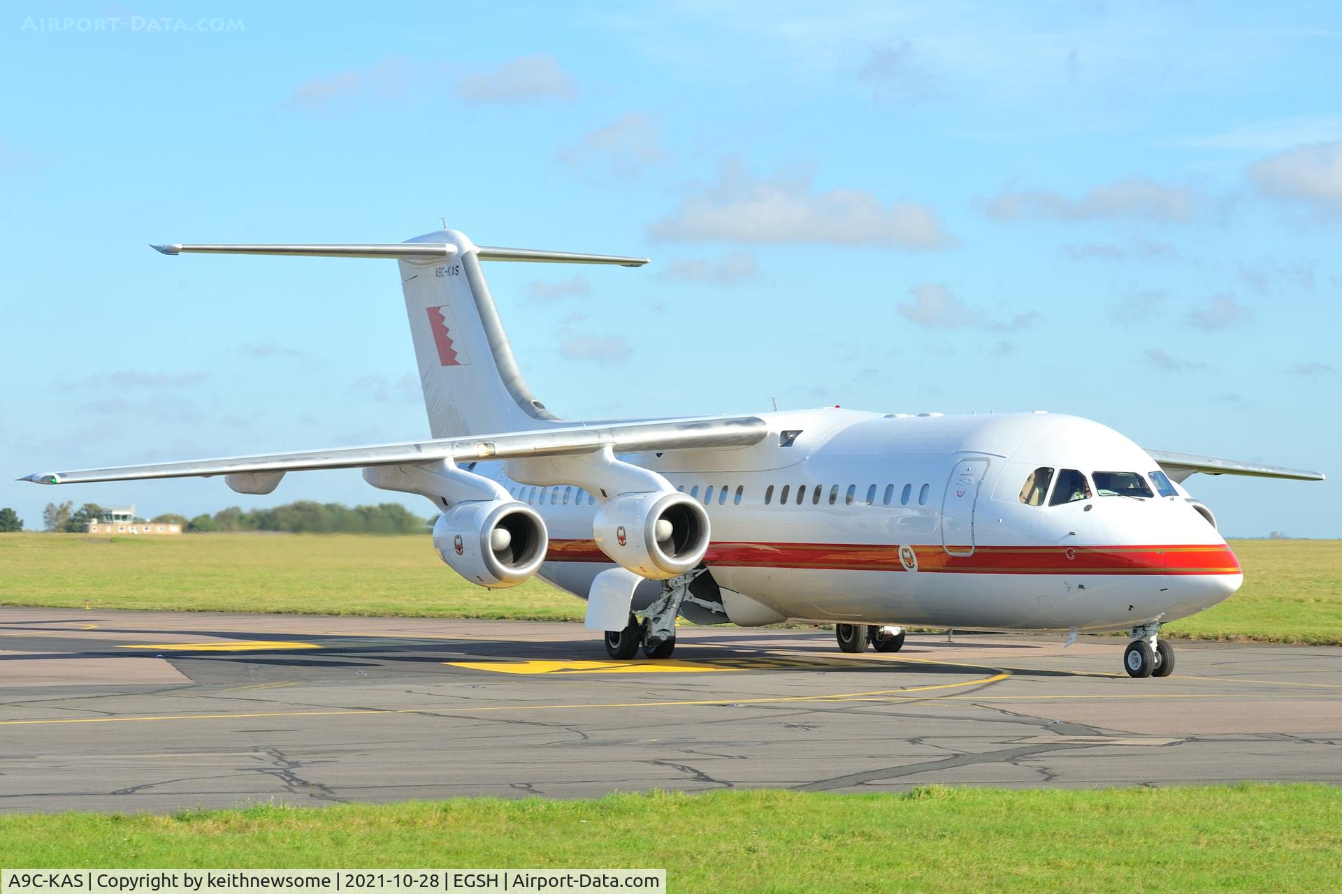A9C-KAS, British Aerospace Avro 146-RJ100 C/N E3380, Returning to Norwich following air test.