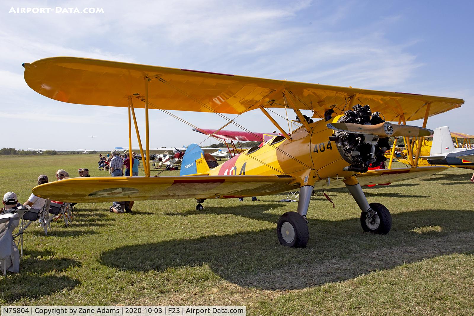 N75804, 1941 Boeing B75N1 C/N 75-1291, At the 2020 Ranger Tx Fly-in