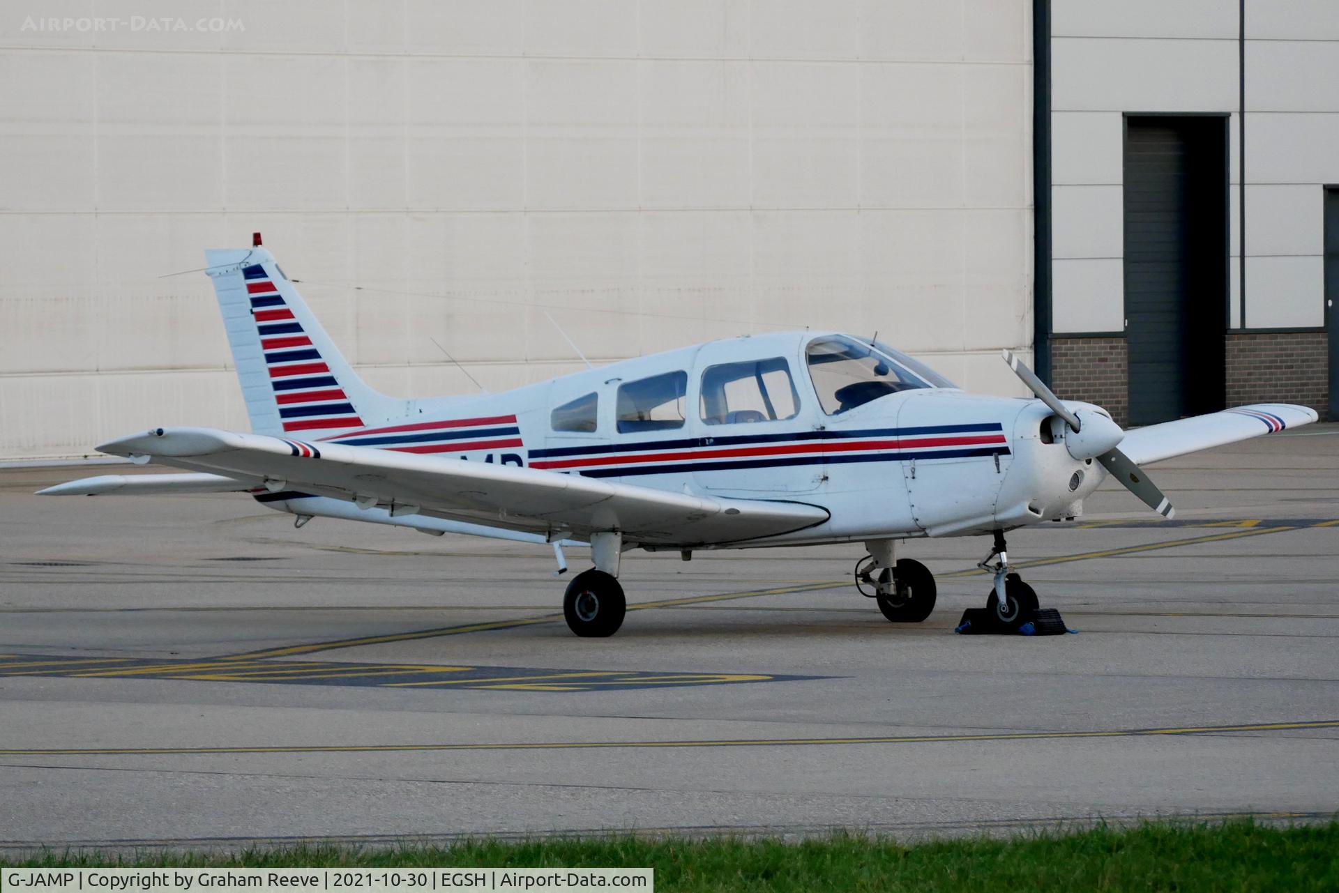 G-JAMP, 1975 Piper PA-28-151 Cherokee Warrior C/N 28-7515026, Parked at Norwich.