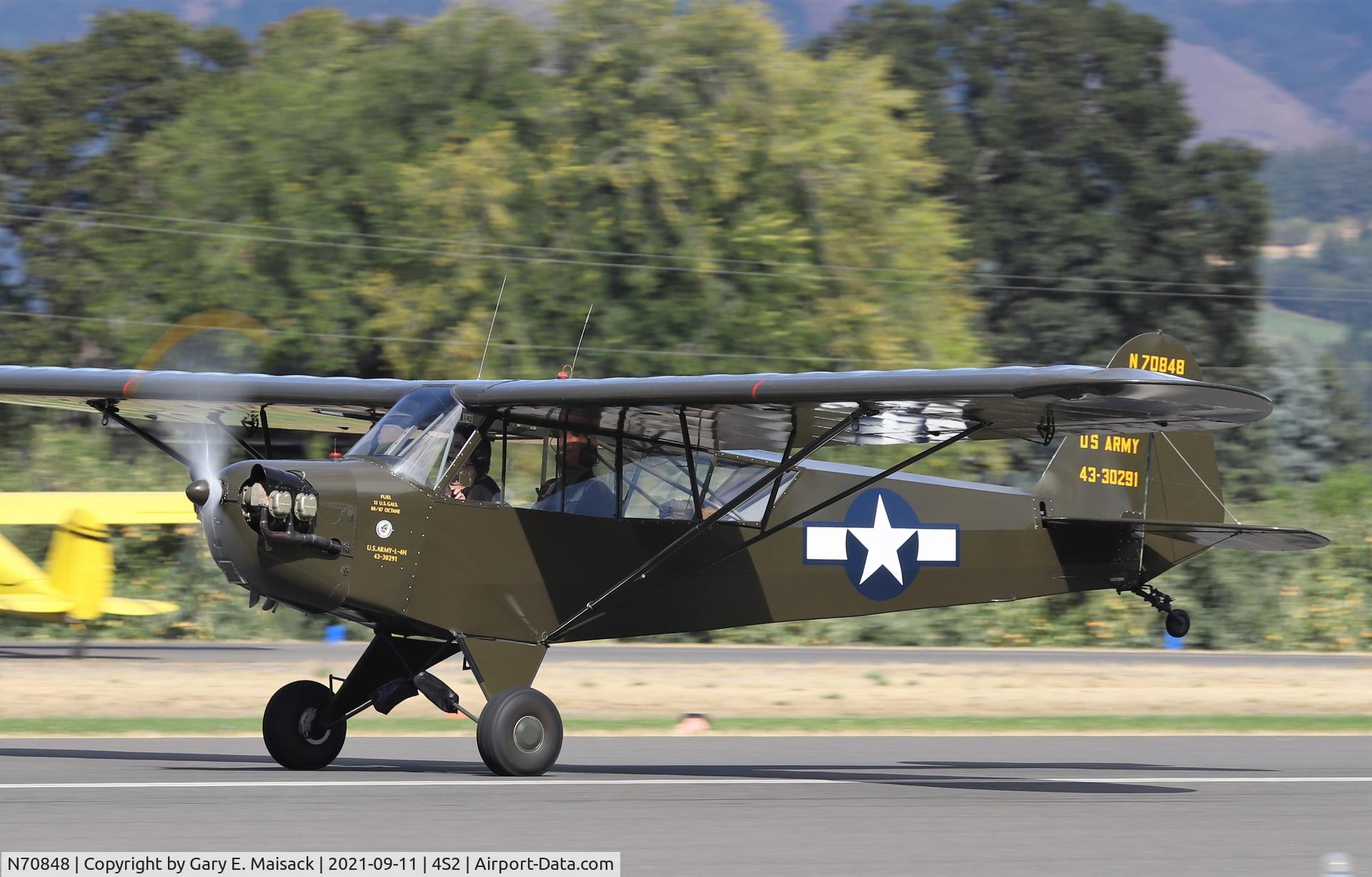 N70848, 1948 Piper J-3C Cub C/N 18225, WAAAM 2021 Fly-In, Jernstedt Field 4S2, Hood River, OR