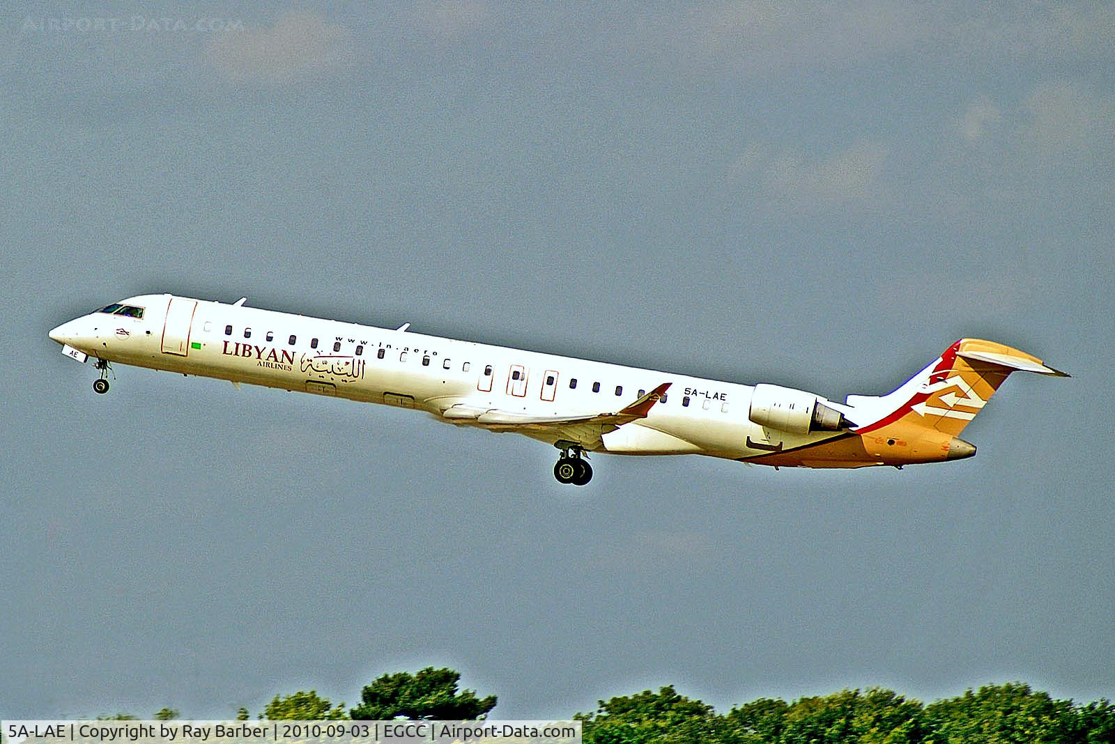 5A-LAE, 2008 Bombardier CRJ-900ER (CL-600-2D24) C/N 15216, 5A-LAE   Bombardier CRJ-900ER [15216] (Libyan Airlines) Manchester-Ringway~G 03/09/2010
