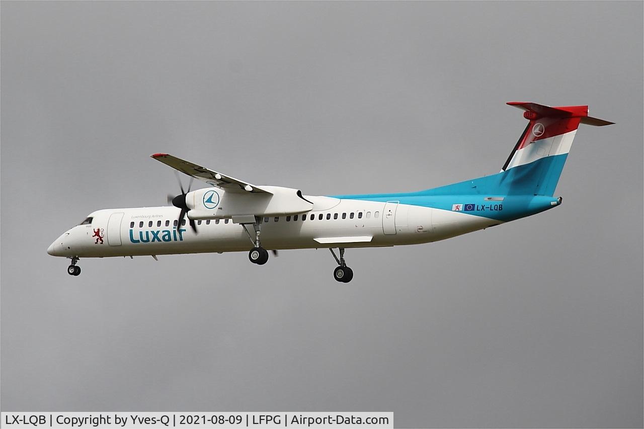 LX-LQB, 2015 De Havilland Canada DHC-8-402Q Dash 8 C/N 4512, De Havilland Canada DHC-8-402Q Dash 8, On final Rwy 26L, Roissy Charles De Gaulle Airport (LFPG-CDG)