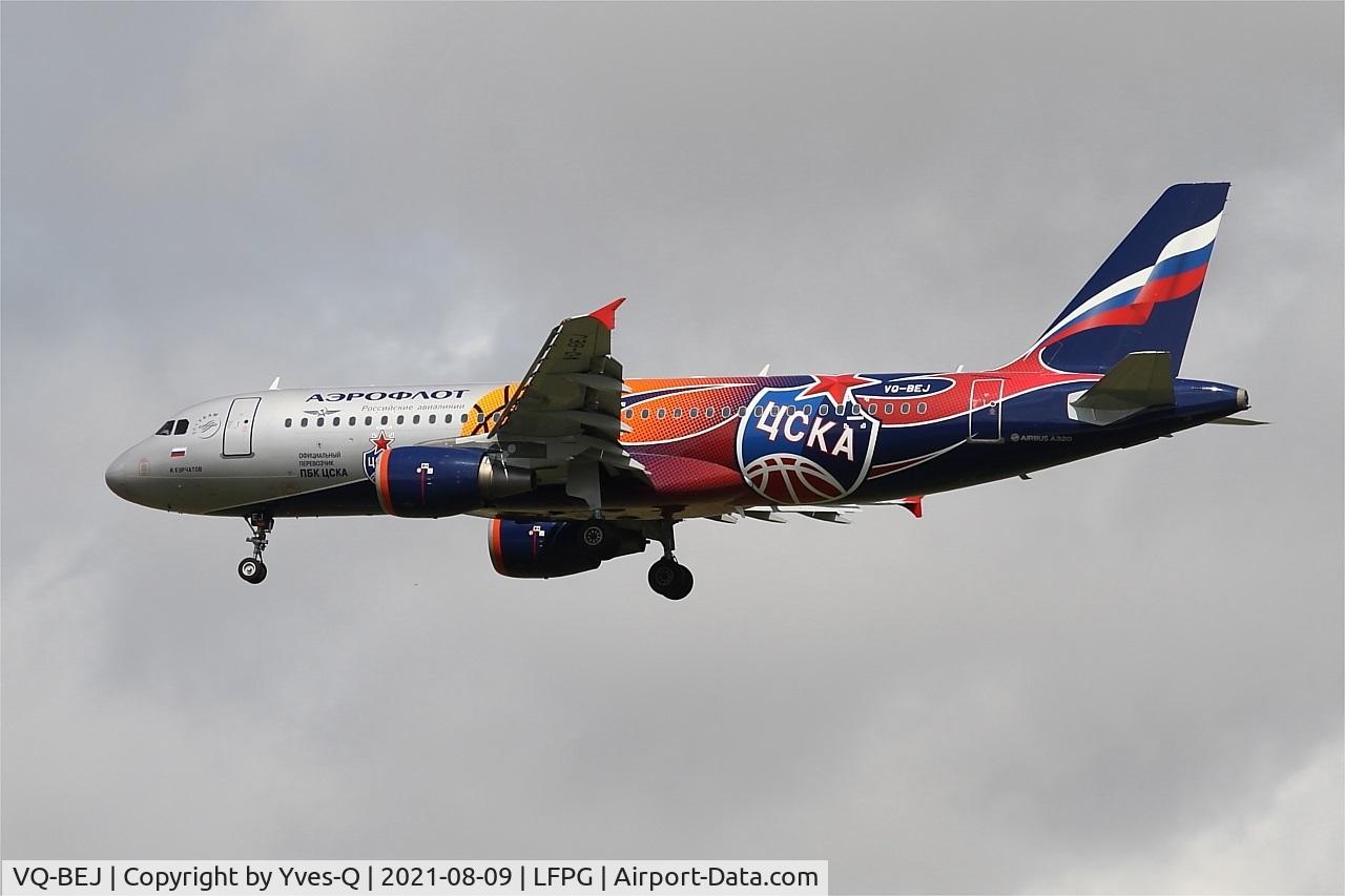 VQ-BEJ, 2010 Airbus A320-214 C/N 4160, Airbus A320-214, On final Rwy 26L, Roissy Charles De Gaulle Airport (LFPG-CDG) Special paintsheme PFC  CSKA Moscow