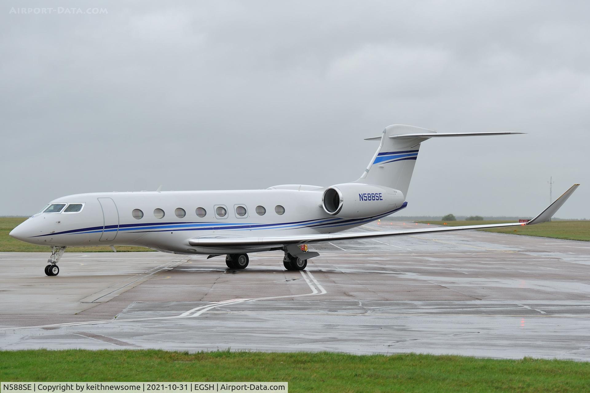 N588SE, 2020 Gulfstream Aerospace GVI (G650ER) C/N 6455, Arriving at Norwich from Stansted.