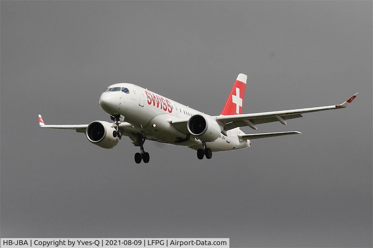 HB-JBA, 2016 Bombardier CSeries CS100 (BD-500-1A10) C/N 50010, Bombardier CSeries CS100, Short approach rwy26L, Roissy Charles De Gaulle airport (LFPG-CDG)