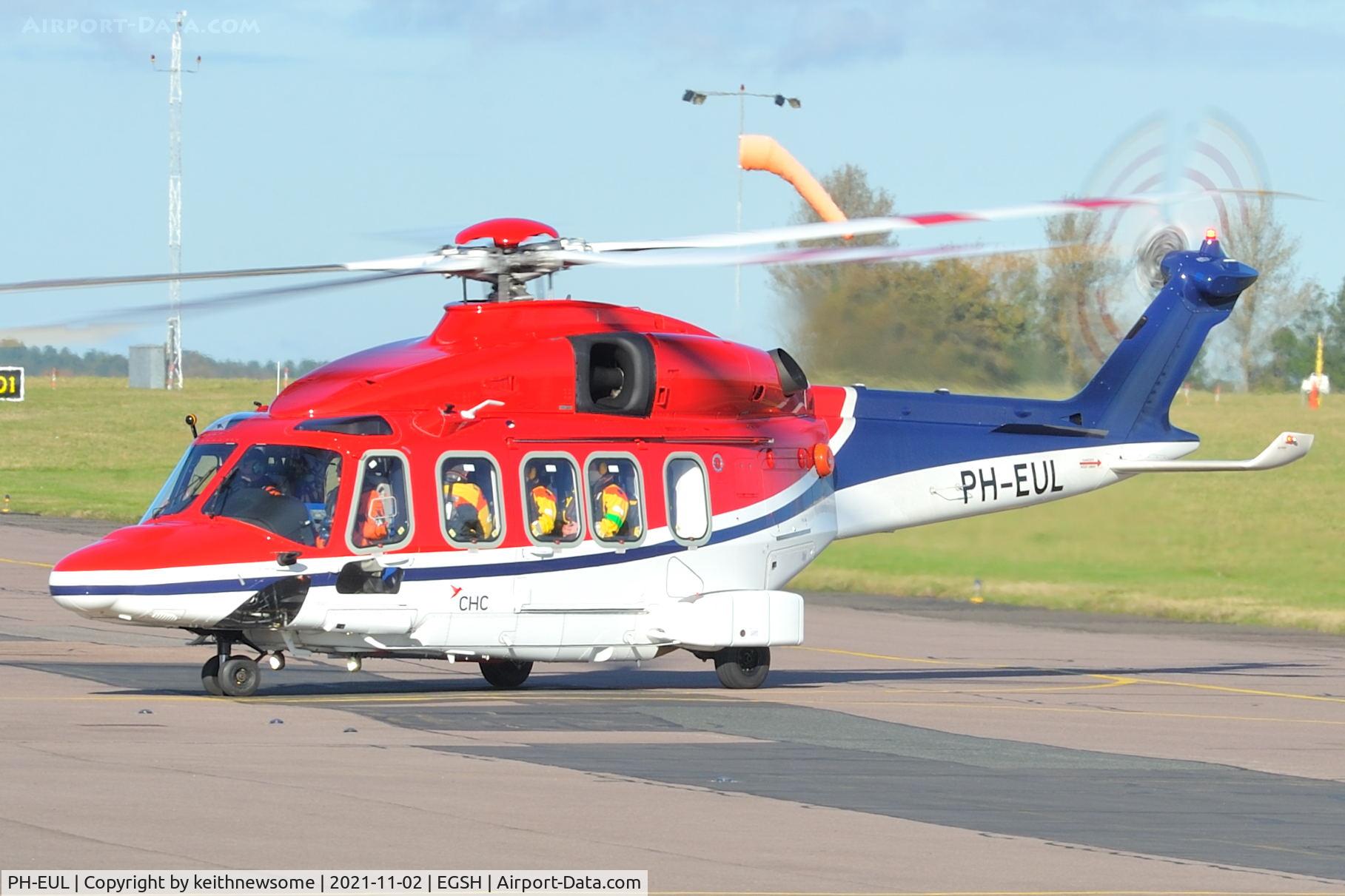 PH-EUL, 2018 AgustaWestland AW-189 C/N 89011, Arriving at Norwich from offshore, formerly G-ERBA.