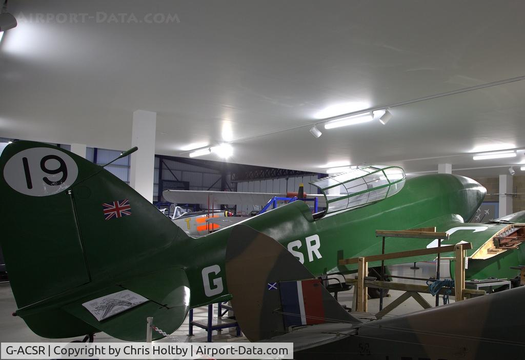 G-ACSR, 1934 De Havilland DH-88 Comet C/N 1995, This replica exists in the DH Museum at London Colney, Herts.
The original DH Racer was destroyed in a hangar fire at Istres, France in June 1940.
