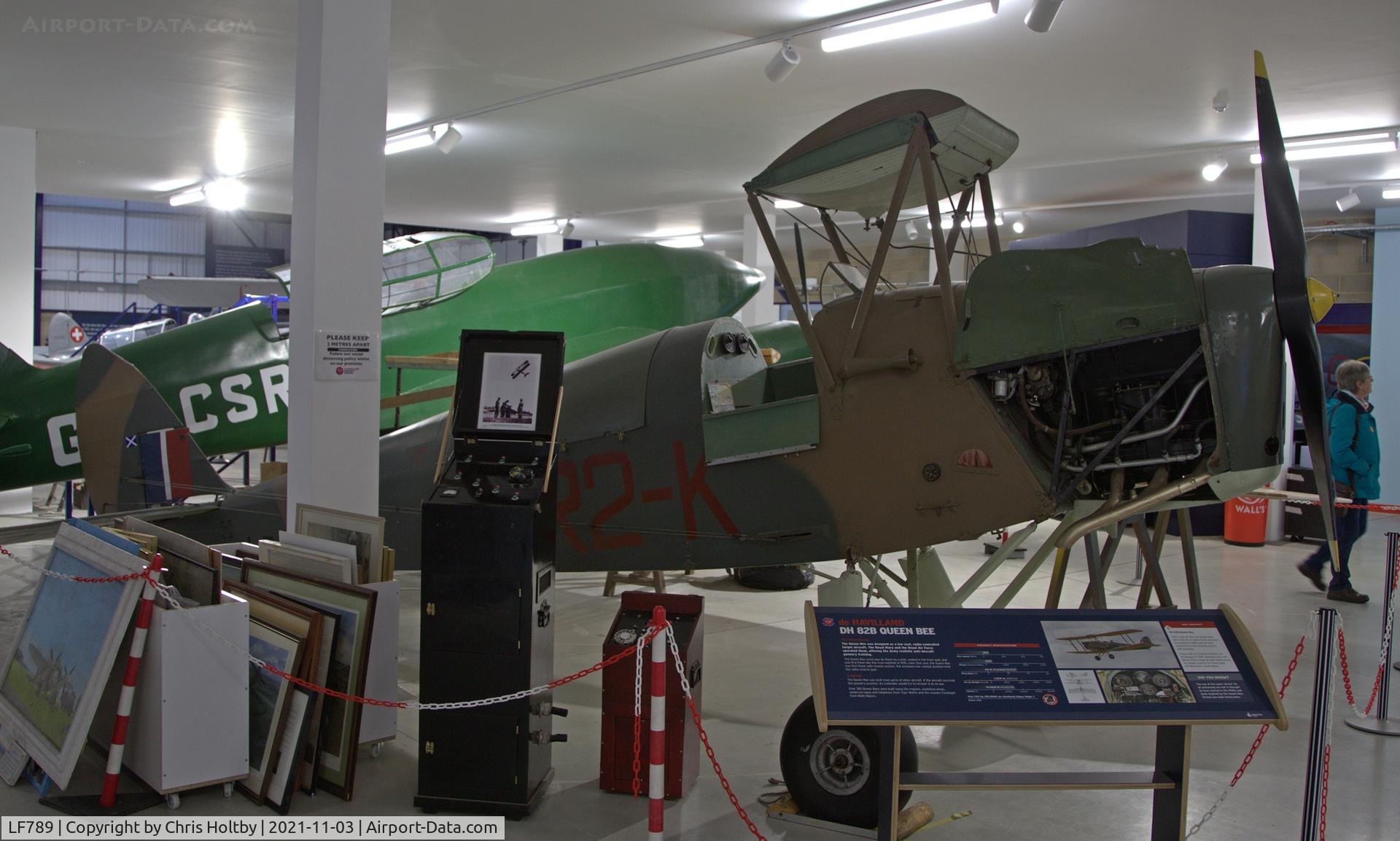 LF789, De Havilland DH.82B Queen Bee C/N BAPC186, Built in Glasgow in 1943 one of only two aircraft left. These remains are restored to its original colour scheme at the de Havilland Museum at London Colney, Herts.