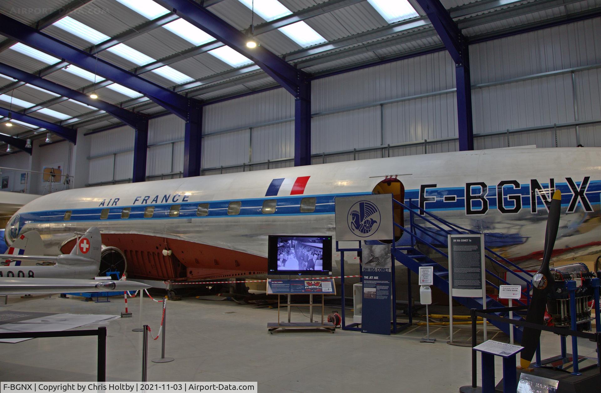 F-BGNX, 1953 De Havilland DH.106 Comet 1XB C/N 6020, Air France Comet fuselage preserved at the de Havilland Aircraft Museum, London Colney, Herts.