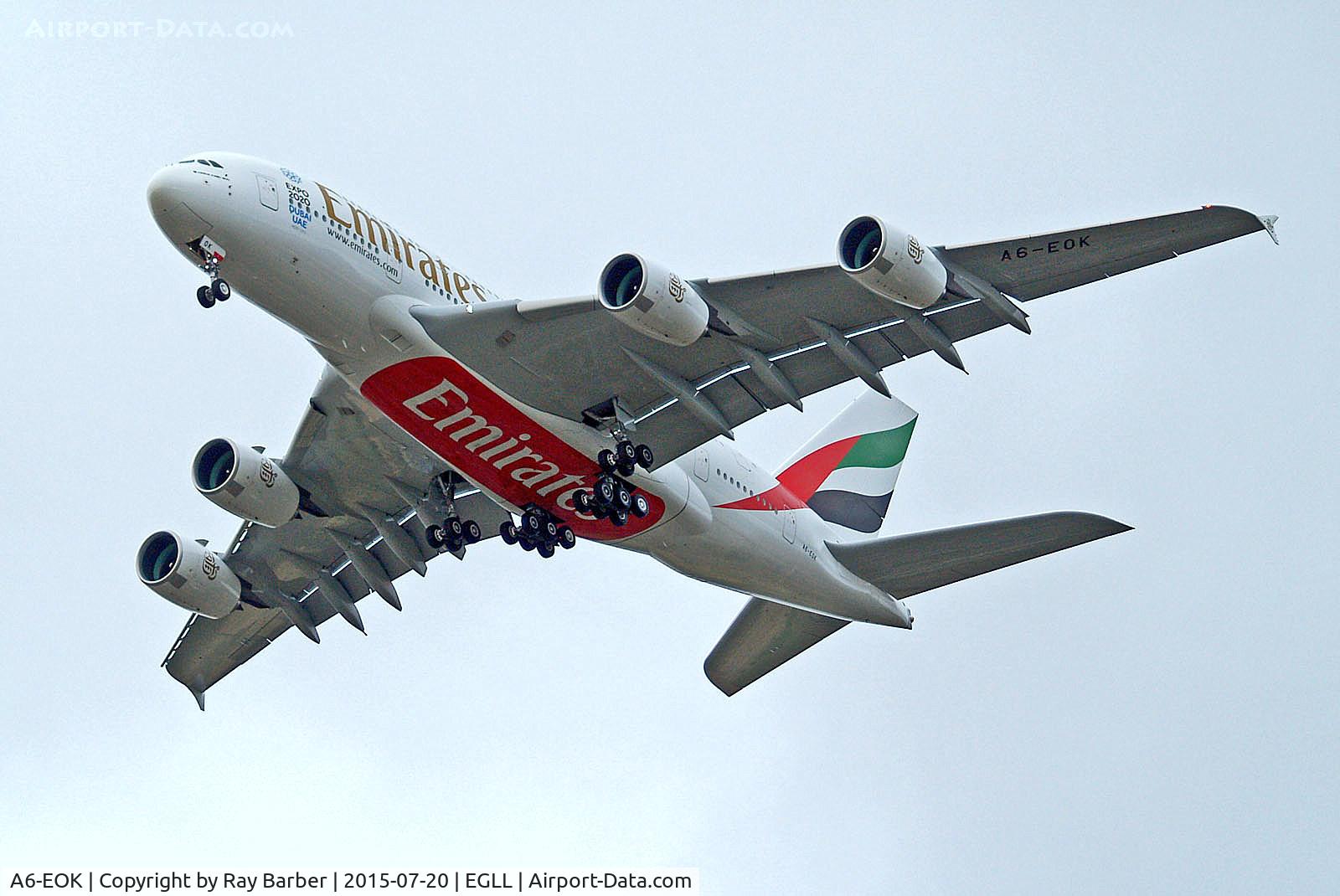 A6-EOK, 2015 Airbus A380-861 C/N 184, A6-EOK   Airbus A380-861 [184] (Emirates Airlines) Home~G 20/07/2015