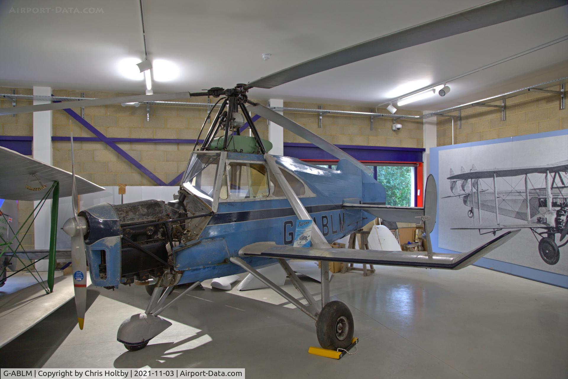 G-ABLM, De Havilland Cierva C-24 C/N 710, Built in 1931 by de Havilland, its first rotorhead powered aircraft atop a DH.80A Puss Moth cabin. Exhibited at the de Havilland Aircraft Museum, London Colney Herts.