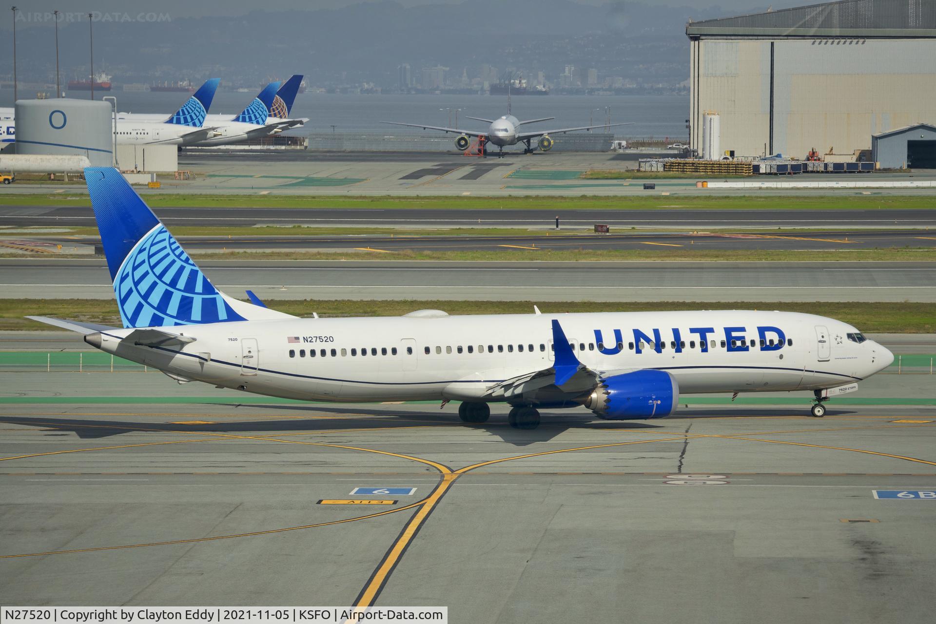 N27520, 2019 Boeing 737-9 MAX C/N 64498, Sky Terrace SFO 2021.