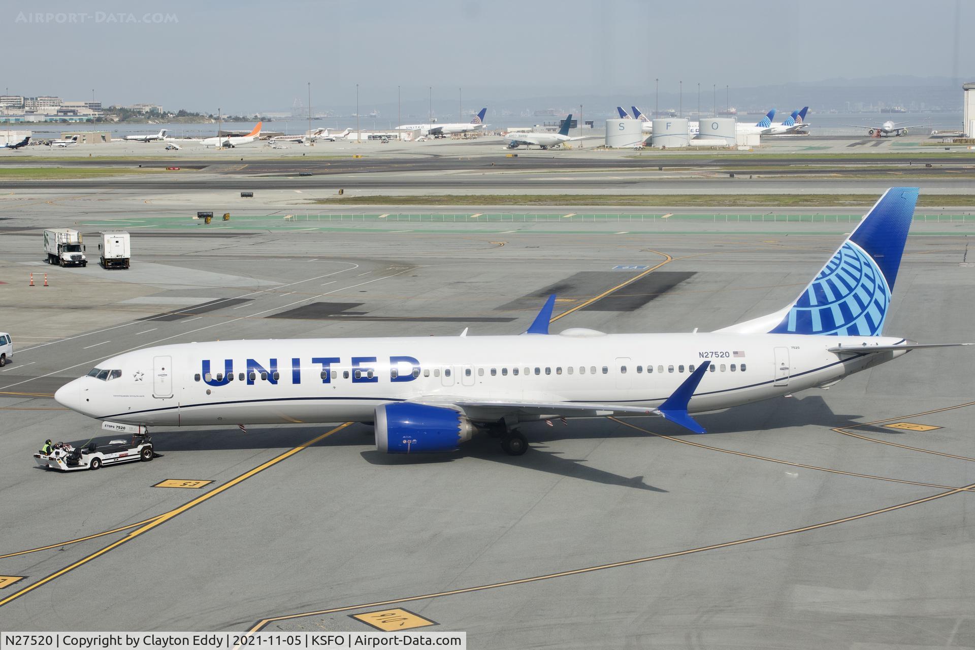N27520, 2019 Boeing 737-9 MAX C/N 64498, Sky Terrace SFO 2021.