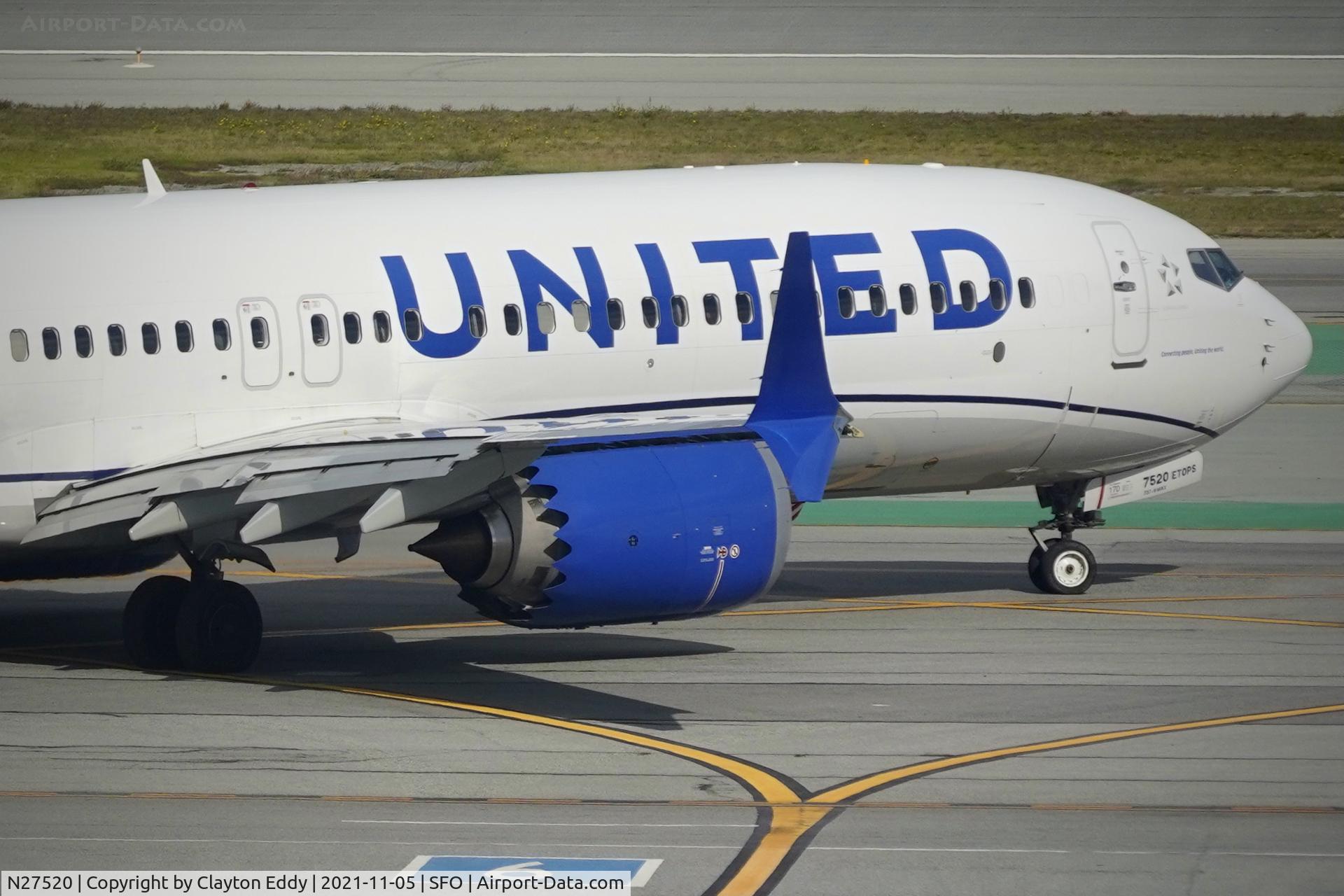 N27520, 2019 Boeing 737-9 MAX C/N 64498, Sky Terrace SFO 2021.