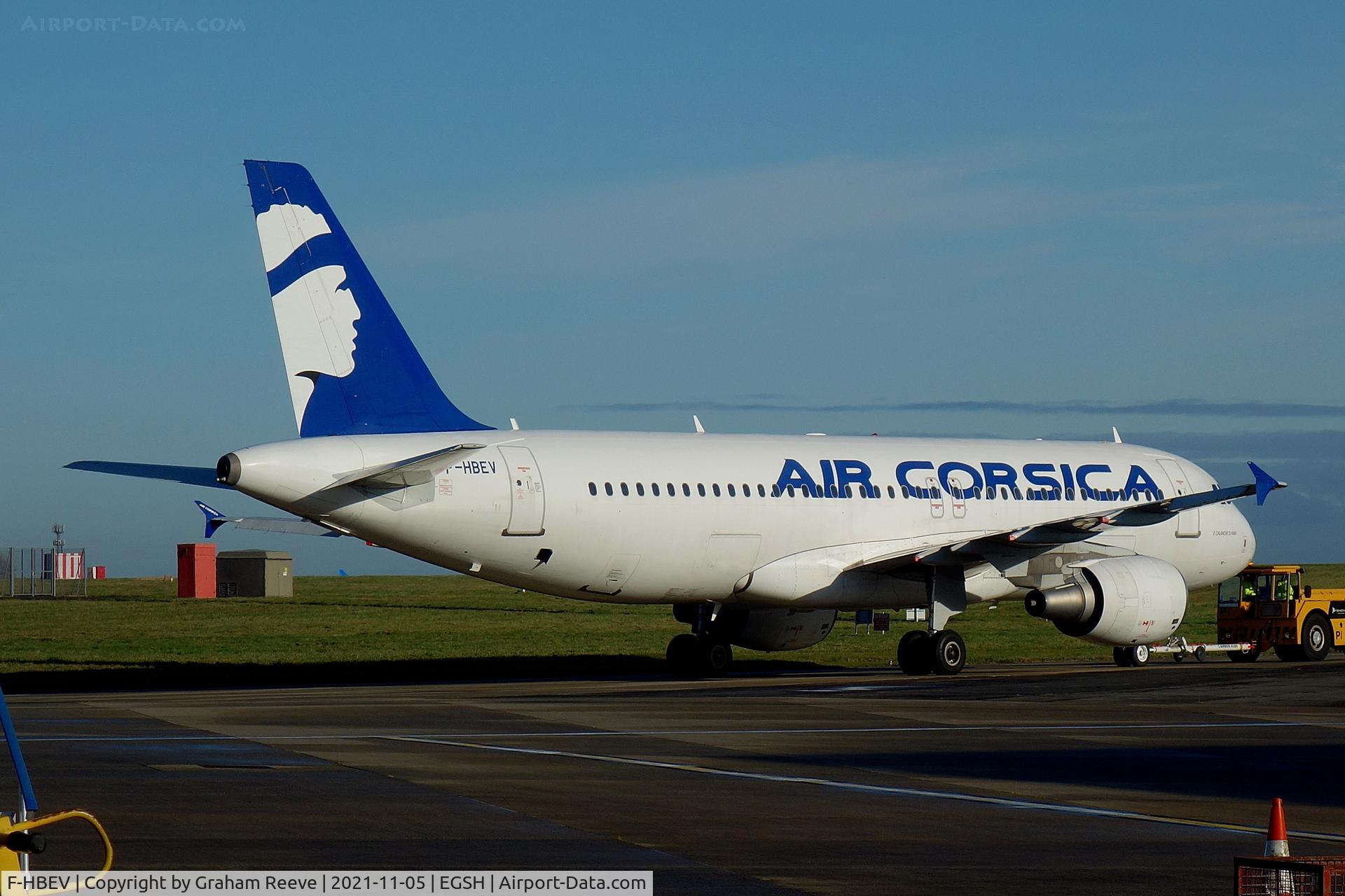 F-HBEV, 2009 Airbus A320-214 C/N 3952, Under tow at Norwich.