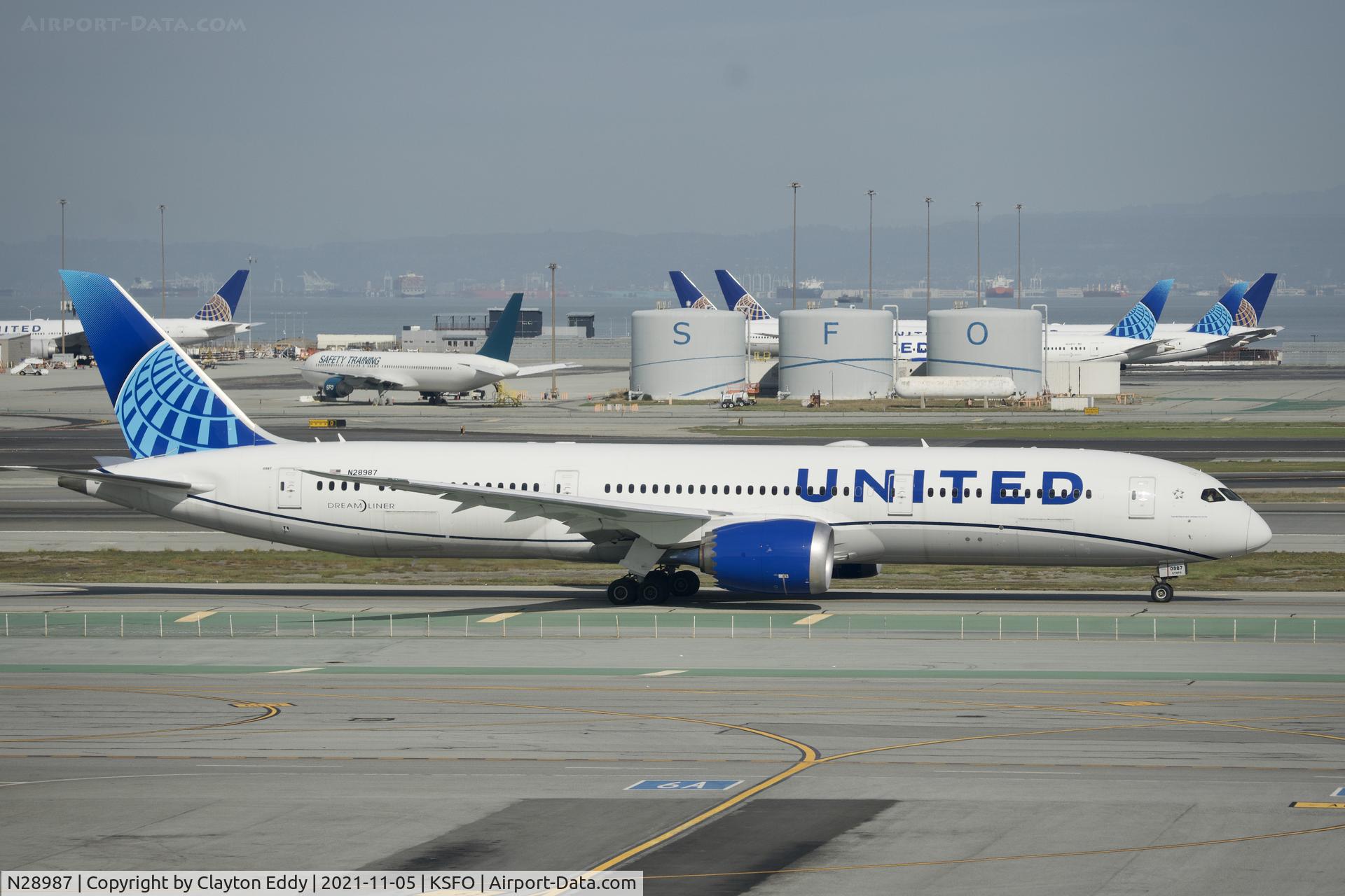 N28987, 2020 Boeing 787-9 Dreamliner Dreamliner C/N 66146, Sky Terrace SFO 2021.