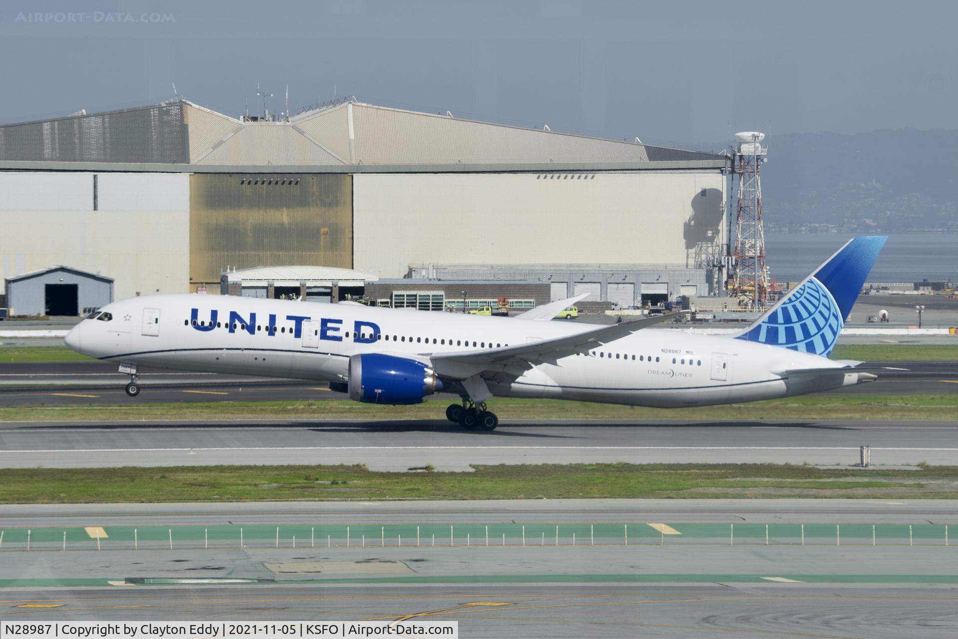 N28987, 2020 Boeing 787-9 Dreamliner Dreamliner C/N 66146, Sky Terrace SFO 2021.