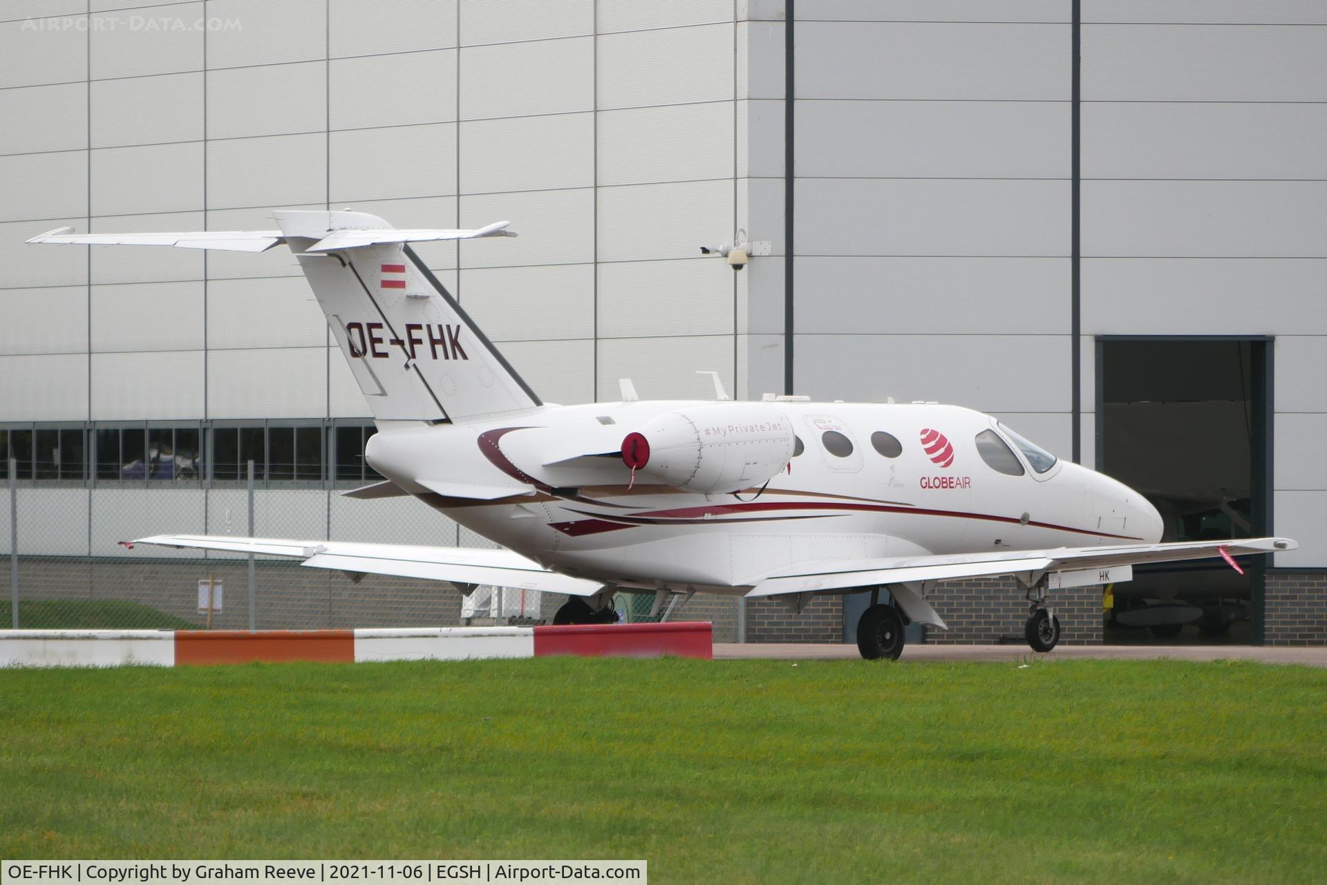 OE-FHK, 2010 Cessna 510 Citation Mustang Citation Mustang C/N 510-0315, Parked at Norwich.