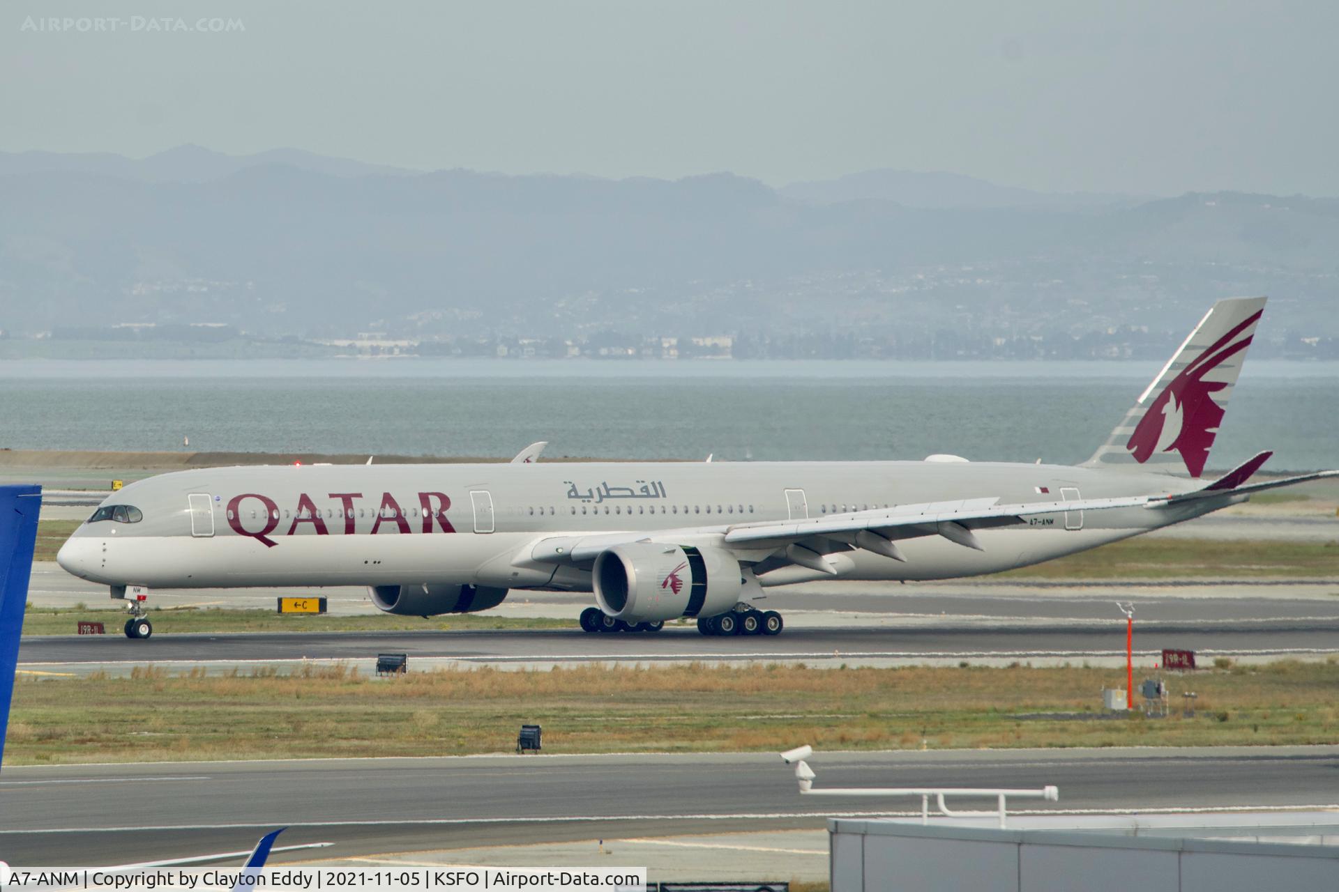 A7-ANM, 2019 Airbus A350-1041 C/N 350, Sky Terrace SFO 2021.